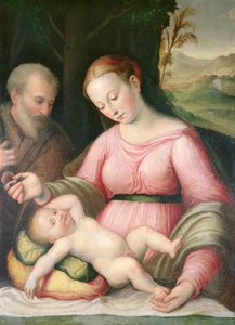 La Sacra Famiglia in un paesaggio montuoso da Giulio Romano