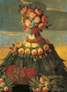 Italia, Firenze, La Primavera, cesto di ciliegie con fiori da Giuseppe (follower of) Arcimboldo