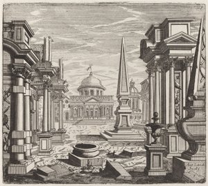 Fantasia Architettonica con Obelischi, Rovine e una Piazza da Giuseppe Antonio Landi