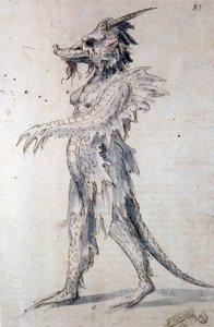Disegno di costume per un costume da drago da Giuseppe Arcimboldi
