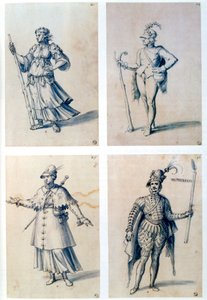 Disegni di costumi per personaggi allegorici, XVI secolo da Giuseppe Arcimboldi