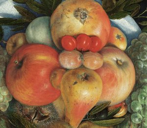 Ritratto antropomorfo reversibile di un uomo composto di frutta