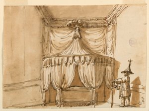 Alcova del letto con una figura da Giuseppe Barberi
