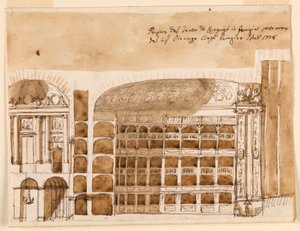 Sezione di un teatro a Perugia da Giuseppe Barberi