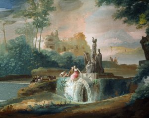 Scena galante di pastori in un paesaggio immaginario da Giuseppe Bernardino Bison