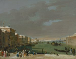 Venezia con neve e maschere da Giuseppe Bernardino Bison
