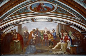 Galileo Galilei (1564-1642) dimostra la legge sulla caduta e la gravità (dipinto di Giuseppe Bezzuoli)