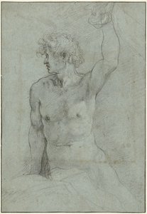 Studio di nudo di giovane uomo seduto da Giuseppe Cesari
