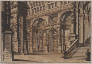 Sala monumentale con scala, secondo quarto del XVIII secolo da Giuseppe Galli Bibiena