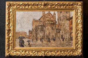Piazza Grande sotto la pioggia da Giuseppe Graziosi