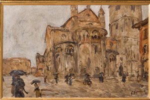 Piazza Grande sotto la pioggia da Giuseppe Graziosi