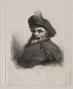 Busto di un uomo con cappello di pelliccia da Giuseppe Longhi