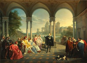 Torquato Tasso legge La Gerusalemme Liberata alla corte di Ferrara, 1841 da Giuseppe Mancinelli