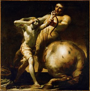 Il centauro Chirone insegna al giovane Achill il tiro con l