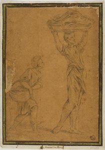 Due ragazzi che trasportano cesti da Giuseppe Maria Mitelli