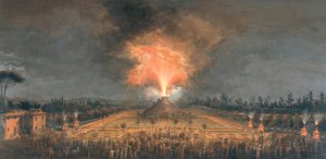 Festa notturna con vulcano in eruzione nelle Cascine di Firenze in onore del Granduca Ferdinando III da Giuseppe Maria Terreni
