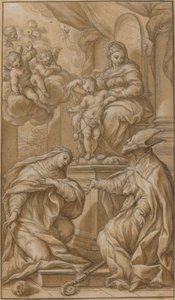 La Madonna col Bambino in Trono, Adorata da Due Santi da Giuseppe Nicola Nasini