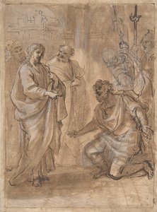 Cristo e il centurione (recto), Figura che saluta la nave in partenza (verso) da Giuseppe Passeri