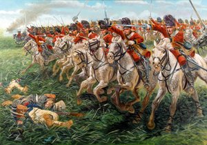 Prima Impero: la carica dei Royal Scots Greys, reggimento di dragoni scozzesi, a Waterloo da Giuseppe Rava