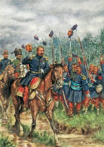 Napoleone III (1808-1873) a cavallo salutato dal suo esercito da Giuseppe Rava
