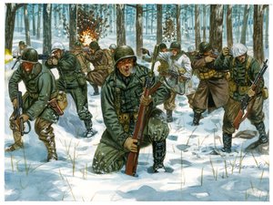 Seconda Guerra Mondiale: Offensiva della fanteria americana durante la Battaglia delle Ardenne a Bastogne, dicembre 1944