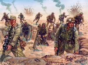 Seconda Guerra Mondiale, Campagna del Nord Africa: soldato del Deutsches Afrikakorps nel deserto libico