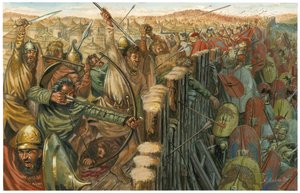 Gli Eserciti di Alessandro Magno Assaltano la Città da Giuseppe Rava