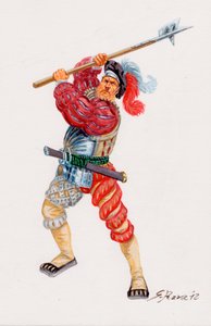 Un Lanzichenecco, picchieri mercenari tedeschi - un Landsknecht picchieri mercenari tedeschi - Illustrazione di Giuseppe Rava