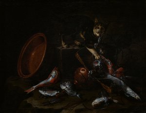 Un gatto che ruba pesce