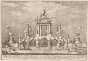 Un ponte trionfale adornato con reliquie della città di Ercolano da Giuseppe Vasi after Paolo Posi