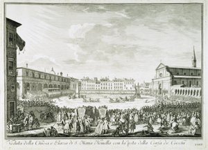 Festa della Corsa dei Cocchi in Piazza Santa Maria Novella. Disegno di Giuseppe Zocchi (1711-1767). Firenze, Biblioteca Riccardiana. da Giuseppe Zocchi