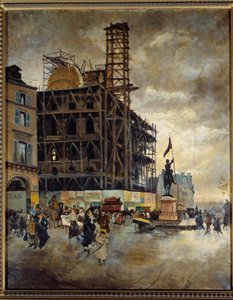 Place de Pyramides costruzione del padiglione Marsan (Parigi) nel 1880 da Giuseppe or Joseph de Nittis