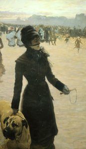 Ritorno dal Bois de Boulogne, Signora con cane da Giuseppe or Joseph de Nittis