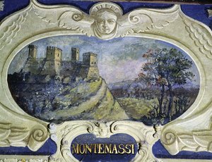 Montemassi, da una serie di cartigli che raffigurano immagini delle residenze di proprietà del Conte Pannochieschi d