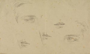 Studi di occhi e bocche, pagina da un taccuino da Glyn Warren Philpot
