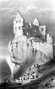 Il castello di Crussol, Saint-Peray, Francia, XIX secolo da Godard Q. des Augustins