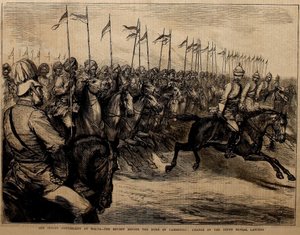 Il nostro contingente indiano a Malta, la rassegna davanti al Duca di Cambridge, la carica del Nono Lancieri del Bengala. da Godefroy Durand
