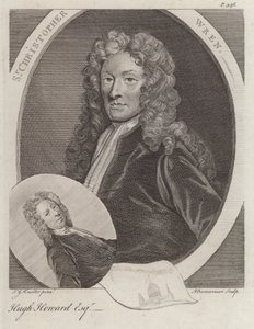 Sir Christopher Wren, architetto inglese, e Hugh Howard, artista e collezionista inglese (incisione) da Godfrey (after) Kneller