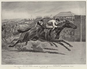 Il traguardo per il Derby Stakes a Epsom, vince Volodyovski di Mr W C Whitney da Godfrey Douglas Giles