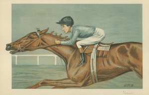 Tod Sloan, un fantino americano, 25 maggio 1899, caricatura di Vanity Fair da Godfrey Douglas Giles