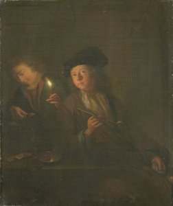 Il fumatore (Un uomo con una pipa e un uomo che versa una bevanda in un bicchiere)