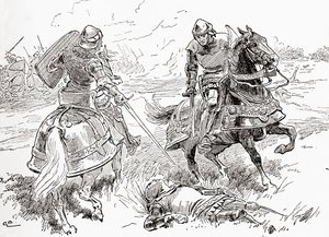 Una scena dal dramma di William Shakespeare Enrico IV, Parte 1, Atto V, Scena 3 da Gordon Frederick Browne