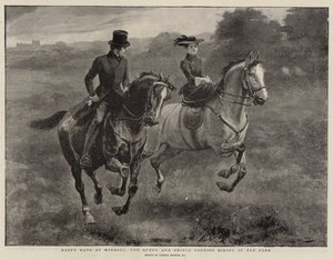 Giorni felici a Windsor, la Regina e il Principe Consorte che cavalcano nel parco da Gordon Frederick Browne