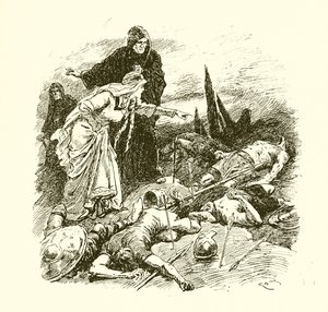 La regina Edith trova il corpo di Harold dopo la battaglia di Hastings