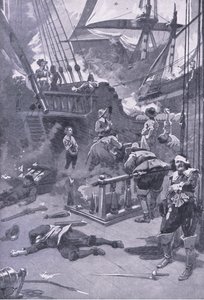 La battaglia di Camperdown 29-31 luglio 1653, illustrazione da British Battles on Land and Sea, 1915 da Gordon Frederick Browne