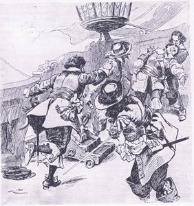 La morte di Von Tromp 31 luglio 1653, illustrazione da British Battles on Land and Sea, 1915 da Gordon Frederick Browne