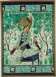 Pannello di piastrelle con falconiere persiano, Pilkington