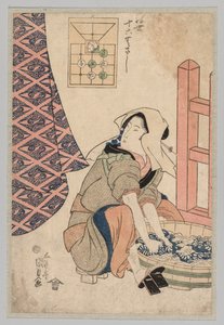 Donna Seduta che Lava i Vestiti in una Vasca di Legno da Gototei Kunisada