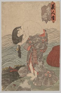 Donna subacquea che si pettina i capelli, 1786-1864 da Gototei Kunisada