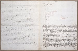Prima pagina di una lettera scritta da Leibniz sulla sua ammissione all